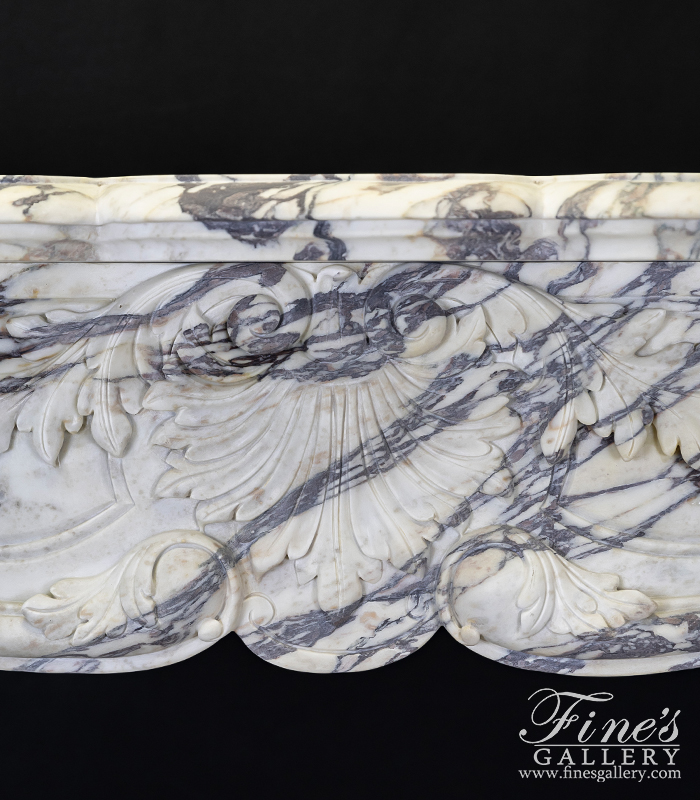 Marble Fireplaces  - Louis VI Mantel In Italian Breccia Viola Marble - MFP-2246